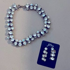 J. Crew Twisted Crystal Necklace and earrings lot